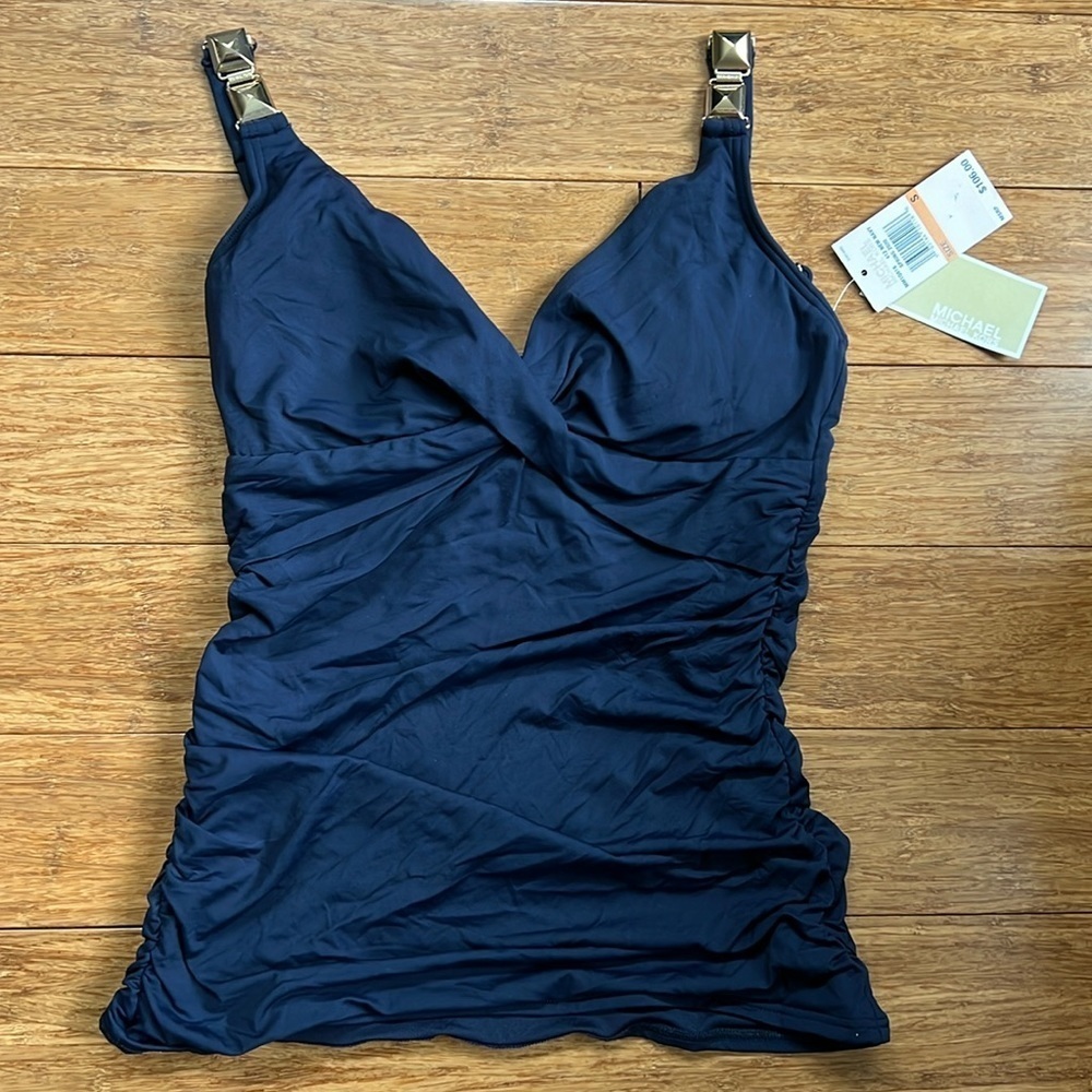 NEW MICHAEL Michael KORS Swim Rousing Tankini Navy sz S